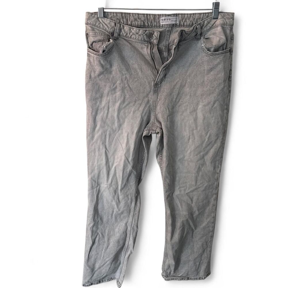 Women's Gray Straight Leg Jeans Size 14 Classic Mid Rise Denim Pants